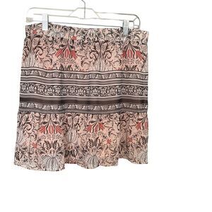 Loft Outlet Peach Floral Print Elastic Waist Pull On Short Skirt Size LP